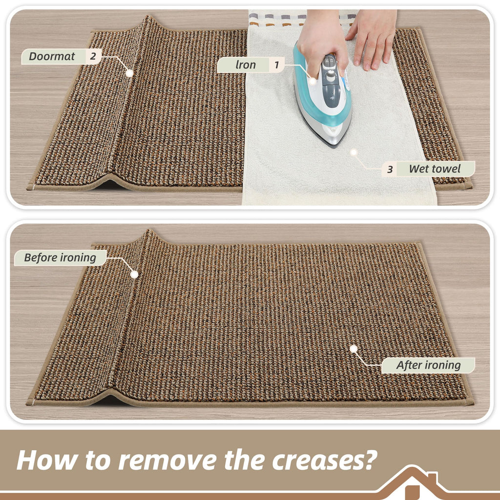 BEQHAUSE Dirt Trapper Door Mat 20" x 32", Non-Slip Washable Doormats, Beige
