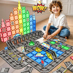 IGIVI 104 PCS Magnetic Tiles Road Set, STEM Construction Toys for Kids Ages 3-5 5-7 4-8, Magnet Building Blocks for Toddler Toys Games, Christmas Birthday Gifts for 3+ Year Old Boys Girls