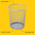 Rubbermaid Commercial Products Concept Collection Mesh Metal Trash Can 5-Gallon Fits Under Desk Silver Wastebasket for School/Office/Home/Bathroom
