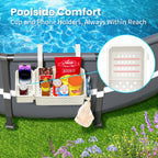 AquaJoyer 2 Sets of Poolside Storage Baskets with Cup Holders - Perfect for 3-Inch or Smaller Top Rails - Above Ground Pool Accessories - Fit for Most Above Ground Pool（Beige）