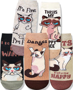 Funny Cat Ankle Socks for Women - Cute Cat Lover Stocking Stuffer Gifts