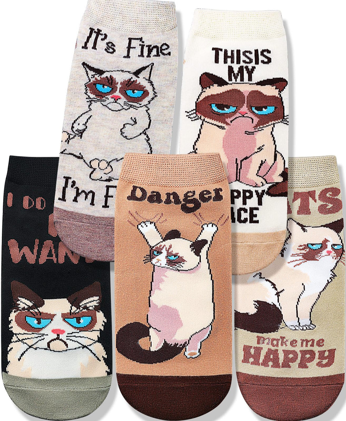 Funny Cat Ankle Socks for Women - Cute Cat Lover Stocking Stuffer Gifts