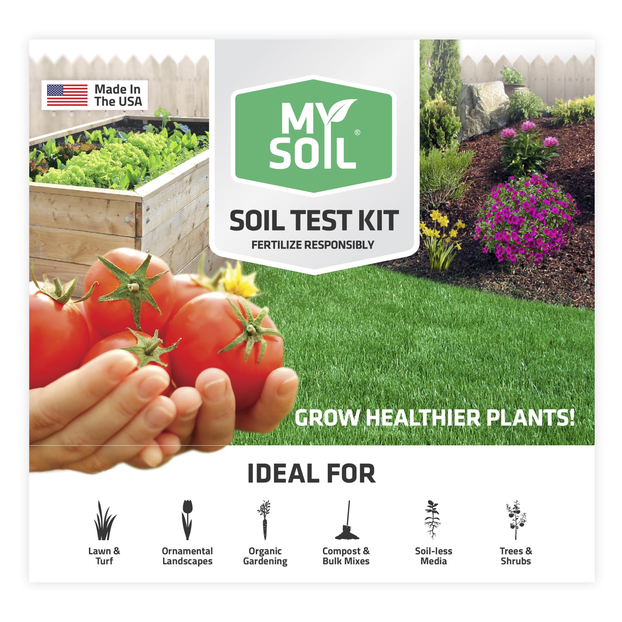 MySoil Soil Test Kit, Unlock Your Lawn & Garden Potential, Complete & Accurate Nutrient and pH Analysis with Recommendations Tailored to Your Soil and Plant Needs
