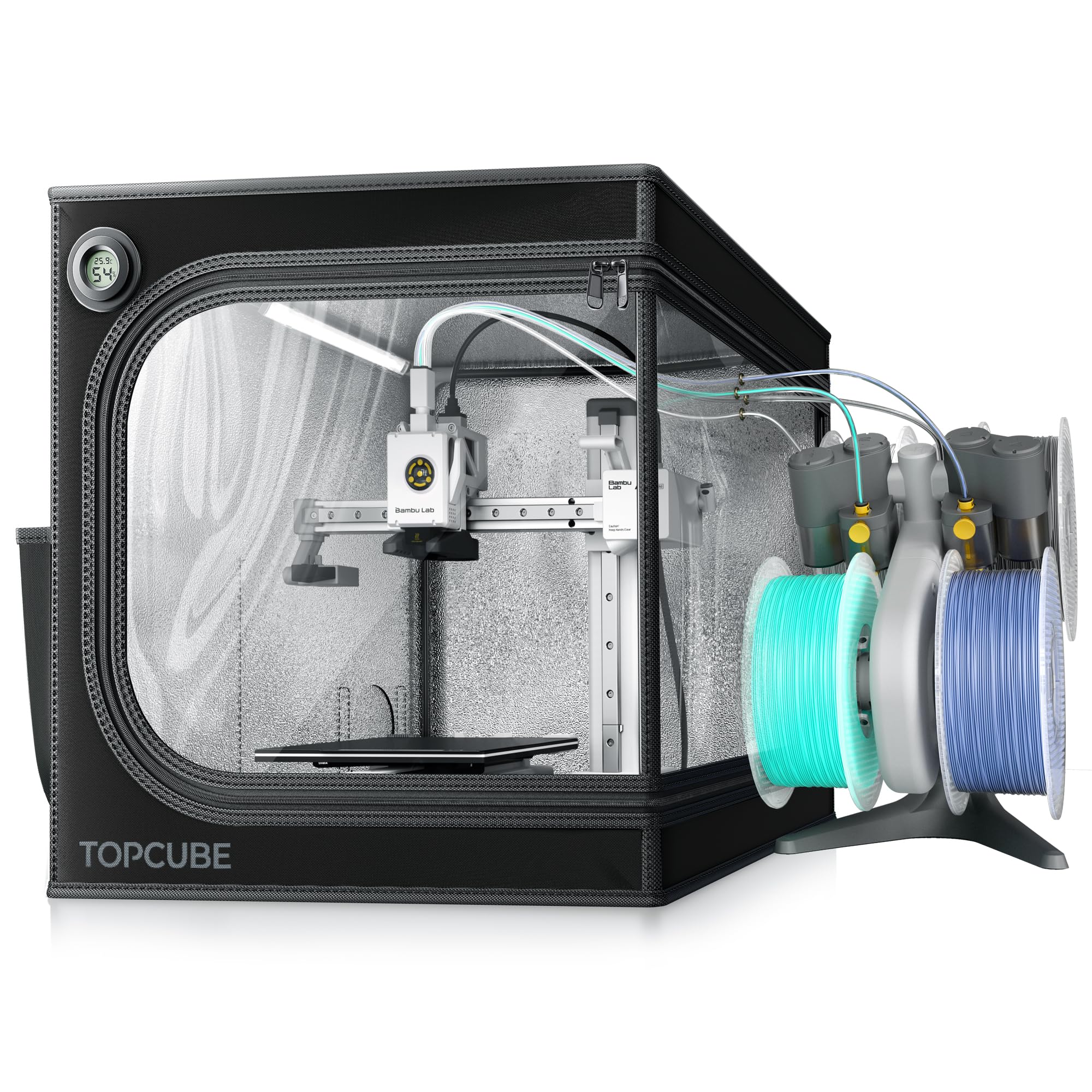 TOPCUBE 3D Printer Enclosure for Bambu Lab A1 Mini, Large Transparent Window Enclosure with LED Light, Fireproof Dustproof Noise Reduction Constant Temperature 3D Printer Cover, 460x460x550MM