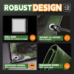 RAINDEWAY Small Tarps 4x6 Waterproof,Tarp Small,9Mil Thick Finished Size,Multipurpose Poly Tarp Cover with Metal Grommets and Reinforced Edges,Green/Black Tarpaulin