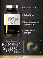 Carlyle Pumpkin Seed Oil Capsules | 3000mg | 200 Softgels | Essential Fatty Acids | Cold Pressed Dietary Supplement | Non-GMO and Gluten Free Formula