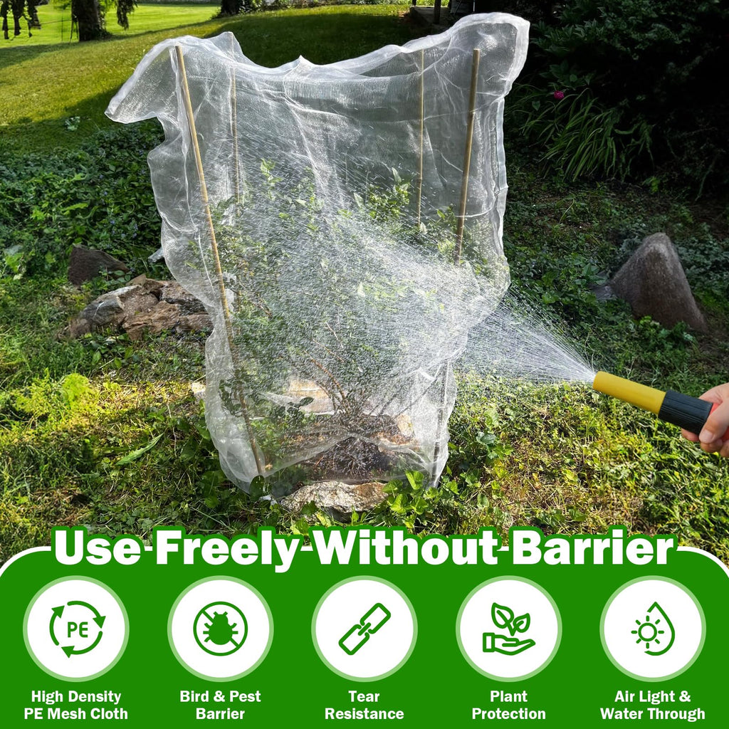 2 PCS Large Fruits Tree Netting Cover for Garden, 6.6 x 8.2 ft Insect Bird Barrier Deer Netting Cover Bag with Drawstring Garden Plant Netting for Tomato Blueberry Bush Netting Covers