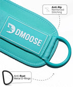 DMoose Fitness Ankle Straps for Cable Machines - One Size Fit Premium Padding, Glute Kickback Ankle Strap for Women & Men, Cable Attachments for Gym & Booty Workouts (Baby Blue - Pair)