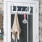 Dseap Over The Door Hook Hanger - Fits 1 3/8" to 1 3/4" Standard Doors | 5 Tri Hooks Heavy Duty Towel/Coat Rack | Door Organizer for Clothes, Jackets, Hats, Towels, White