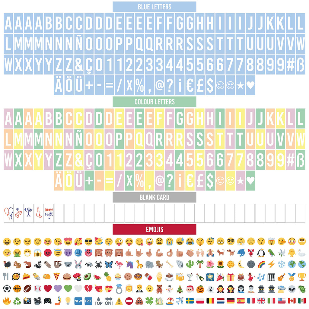 BONNYCO Blue Cinema Light Box with 400 Letters, Emojis and 2 Markers, USB