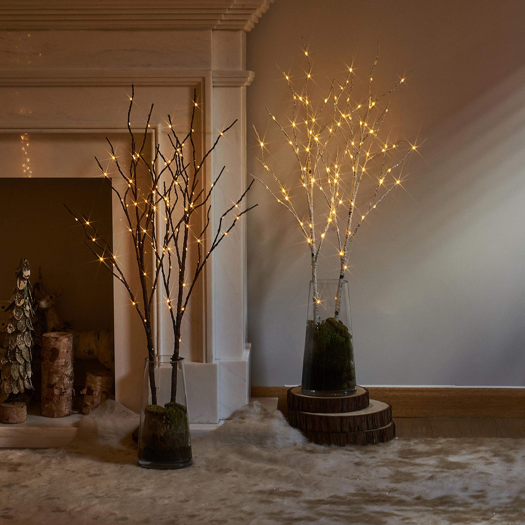 LITBLOOM Lighted Brown Willow Branches 32IN 100 LED with Timer Battery Operated, Tree Branch with Warm White Lights for Holiday Christmas Decoration Indoor Outdoor