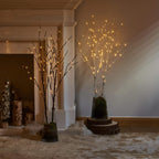 LITBLOOM Lighted Brown Willow Branches 32IN 100 LED with Timer Battery Operated, Tree Branch with Warm White Lights for Holiday Christmas Decoration Indoor Outdoor