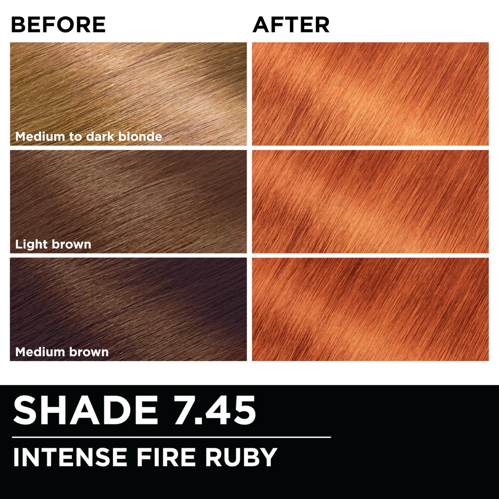 Garnier Olia Bold Ammonia Free Permanent Hair Color (Packaging May Vary), 7.45 Intense Fire Ruby, Red Hair Dye, 2 Count