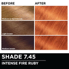 Garnier Olia Bold Ammonia Free Permanent Hair Color (Packaging May Vary), 7.45 Intense Fire Ruby, Red Hair Dye, 2 Count