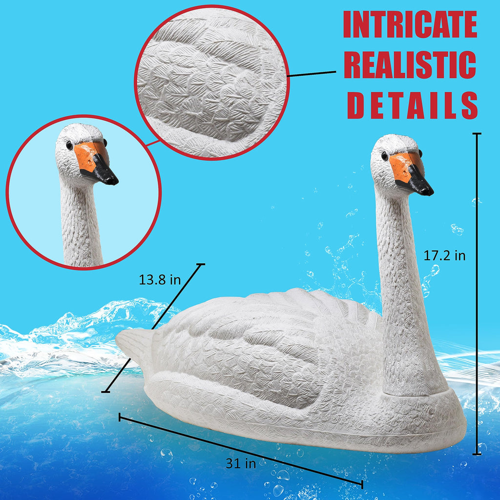Swan Decoys for Geese Large Floating Swan Decoy for Pool Pond & Lake 2 Pack