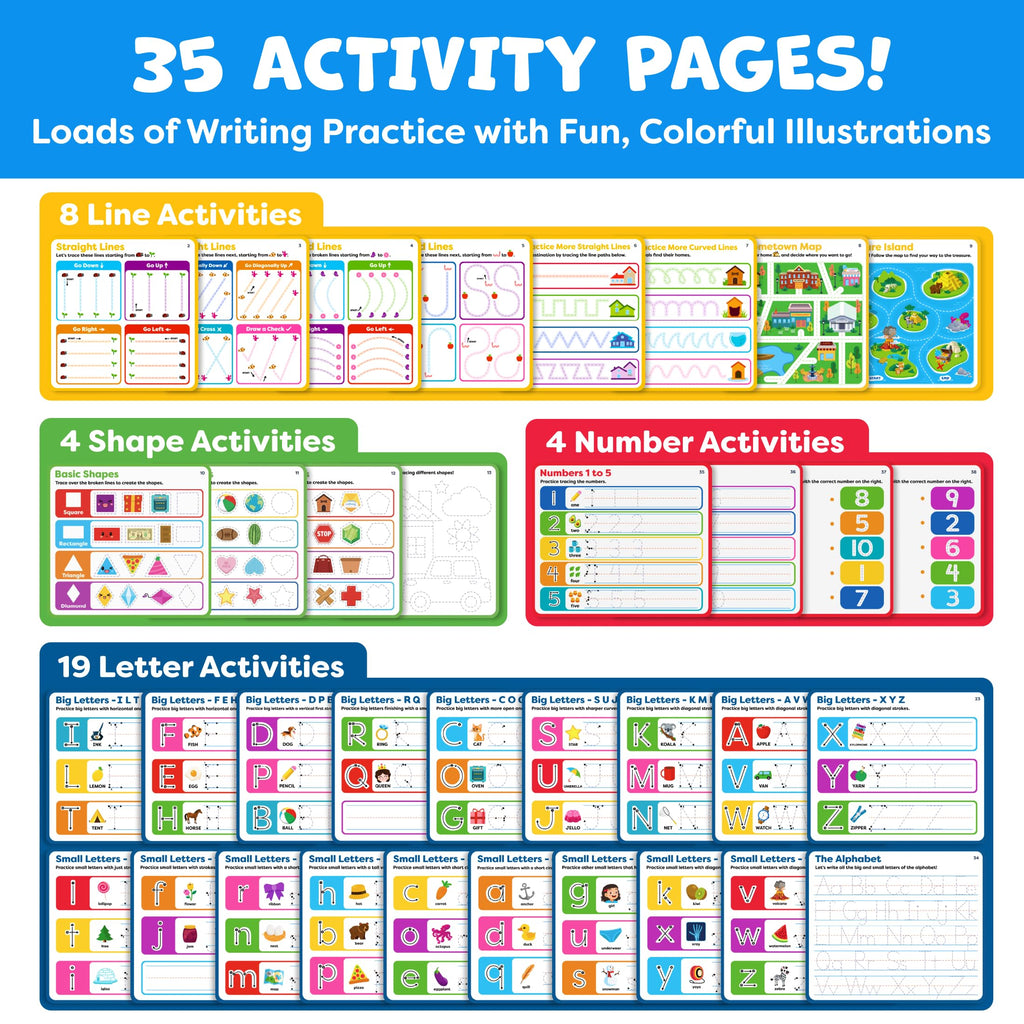 Preschool Learning Activities - Tracing Books for Kids Ages 3-5 - Toddler Handwriting Practice - Letter Tracing for Kids Preschool Kindergarten Workbooks 3-4, 4-5 - Learning Books - Back To School