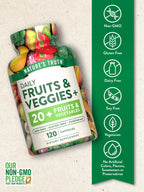 Nature's Truth Fruit and Veggies Supplement | 120 Vegetarian Capsules | 20+ Fruits & Vegetables | Vegetarian, Non-GMO, and Gluten Free Supplement