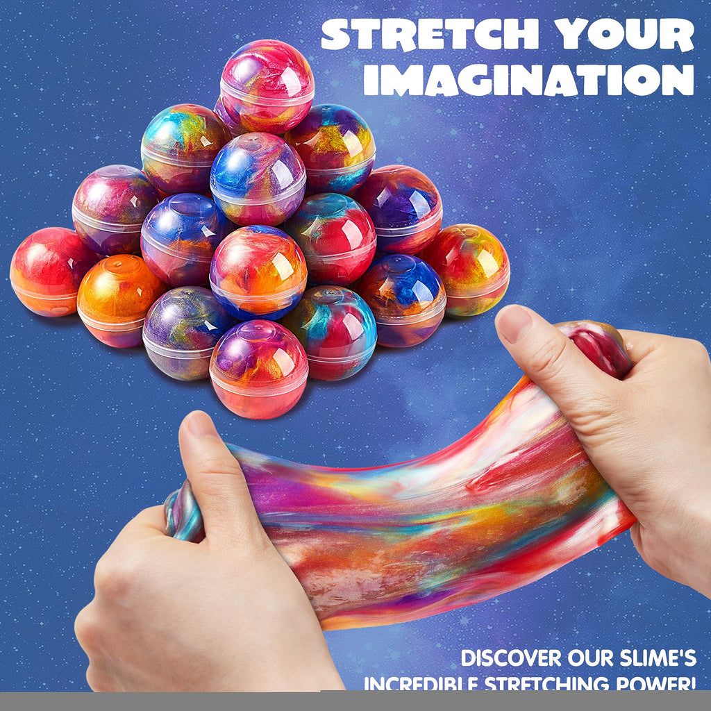 JOYIN Slime Party Favors, 24 Pack Galaxy Slime Ball - Stretchy, Non-Sticky, Mess-Free, Stress Relief, and Safe - Toys for Girls and Boys - Easter, Classroom Reward, Party Supplies, Halloween