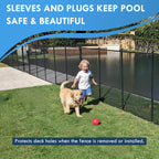Pool Fence Deck Sleeves & Hole Caps - Putty 6 Pack - 1 Inch Pole Fencing, Inserts with Plugs, Universal Fit for DIY Safety Fence,