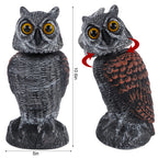 Hausse 2 Pack Fake Owl Decoys to Scare Birds Away, Rotating Head Plastic Owl Bird Deterrents, 10.6 Inch Height Bird Scarecrow Nature Enemy Horned Pest Repellent for Outdoor Garden Yard