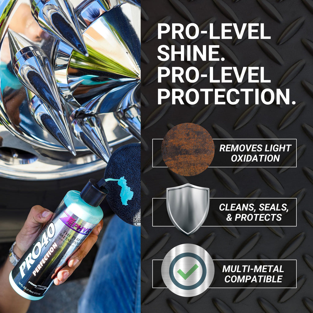 Zephyr - Pro 40 Perfection Liquid Metal Polish - Stainless Steel & Aluminum Polish for Big Rigs, Semi Trucks, Fuel Tanks, & More - 32 oz