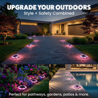 Bell+Howell 4 Pk Mosaic LED Solar Lights Outdoor Disk Pathway Lights for Landscape, Yard, Driveway, Patio, Walkway Path, Dusk to Dawn Sensors - Rose Pink