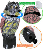 Owl Decoy to Scare Birds Away Scarecrow Fake Owl with Rotating Head, 16"