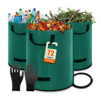 Kendo 72 Gallon Reusable Yard Bags, Heavy Duty 3 PCS Garden Leaf Bags with 4 Reinforced Handles for Fall Leaf Cleanup Grass Clippings Camping Trash