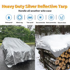TARPAL 9x12 tarp,Heavy Duty Tarp 14mil Silver Reflective Tarps Waterproof with Grommets and Reinforced Edges UV Protection,Tear Resistant for Firewood,RV,Boat,Roof,Car,Camping
