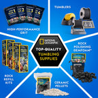 NATIONAL GEOGRAPHIC Rock Tumbler Grit and Polish Refill Kit - Tumbling Grit Media, Polish Up to 20 lbs. of Rocks, Works with any Rock Polisher & Tumbler Supplies
