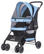 ROODO 4 Wheel Dog Cat Pet Stroller Best Lightweight Foldable Compact Portable Jogger All Terrain Travel Pet Gear Puppy Doggie Bunny Kitty Stroller for up to 30lbs Medium Small Dogs Cats(Sky Blue)