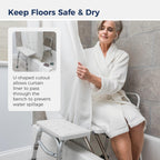 Drive Medical Splash Defense Tub Transfer Bench for Bathtub - U-Shaped Shower Curtain Guard - Adjustable Height - Reversible Design - 400 Lb Capacity - Safe Bathing Aid - White
