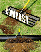BlumeTrec Lawn Leveling Rake, 30"x10" Heavy Duty Sand Leveling Tool with 7FT Long Handle, Steel Golf Rake for Soil, Compost, Gravel, Lawn Leveler for Yard, Garden, Golf Course, Landscaping Level Tool