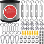 GZFTMKOBNS 165FT Steel Cable Kit | M5 Turnbuckle & 1/8" Stainless Steel Wire Rope