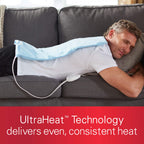 Sunbeam XL Heating Pad for Back Neck and Shoulder Pain Relief with Sponge for Moist Heating Option Extra Large 12 x 24" Blue
