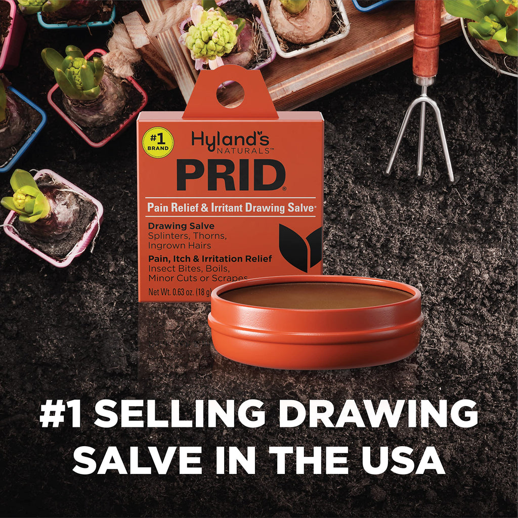Hyland's PRID Drawing Salve, Topical Skin Irritation Relief, For Splinters, Thorns, Ingrown Hairs, Itch Relief for Bug Bites, Boils, Minor Cuts and Scrapes, 18 Grams