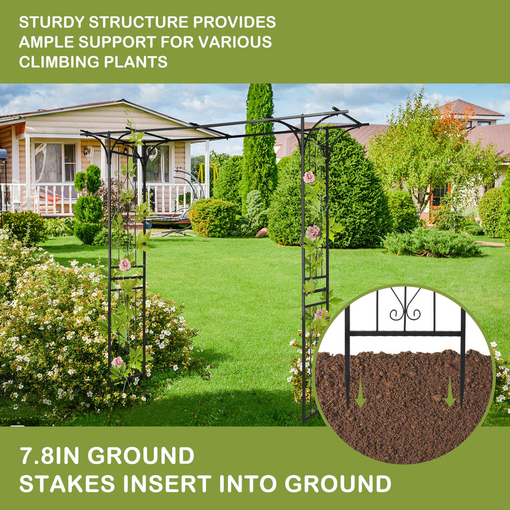 Outvita 7FT Black Metal Garden Arch Arbor Trellis