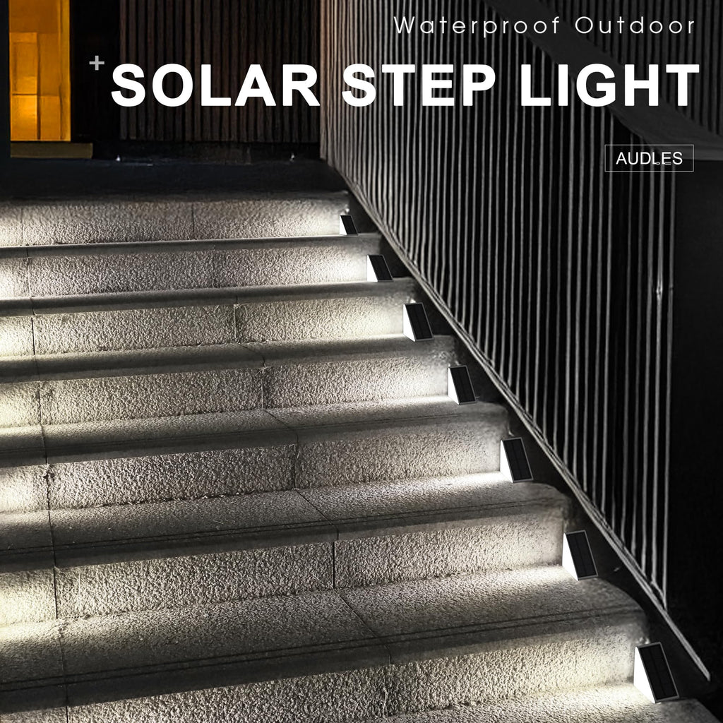 AUDLES LED Solar Step Lights Waterproof Outdoor Stair Lights, Solar Deck Lights Outdoor Decor IP67 Solar Lights for Yard, Patio, Garden, Walkways, Front Door, Pathway, Driveway (8)
