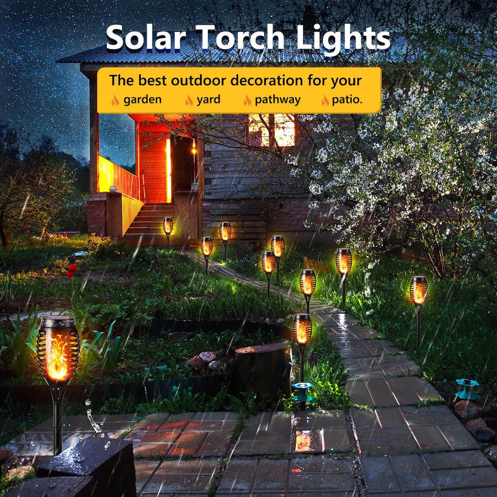 Toodour Solar Torch Flame Lights, 12 Pack Solar Lights Outdoor with Flickering Flame, Waterproof Patio Light Landscape Decoration Lighting for Garden, Lawn, Yard, Outdoor Decorations