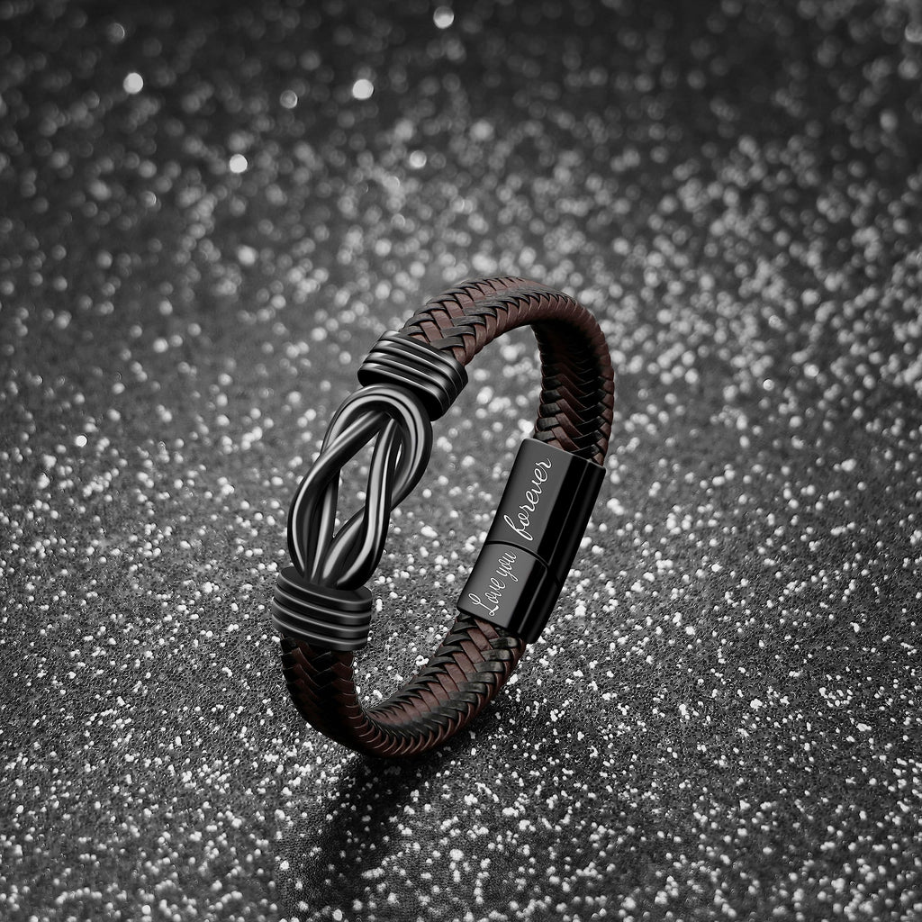 JoycuFF Gifts for Son Men Bracelet Personalized Infinity Knot Bracelet for Men Inspirational Birthday Christmas Graduation Gifts for Son from Mom Dad