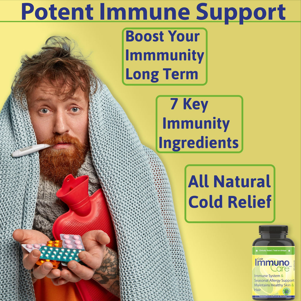 Celt Immunocare 60 v-caps - Potent Seasonal Allergy Blend - Adult Immunity Support - Cholesterol Modulator - Plant Sterols Ultra Strength - 7 Key Immunity Enhancing Ingredients