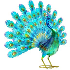 Autodaya 27.5" Metal Peacock Garden Statue with Spread Tail Yard Art