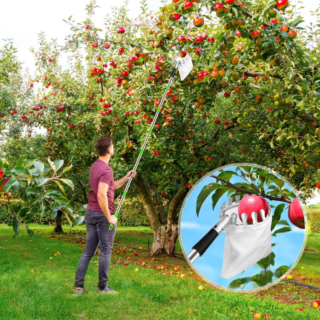 Kkluno 13.1FT Fruit Picker Pole with Basket Telescoping
