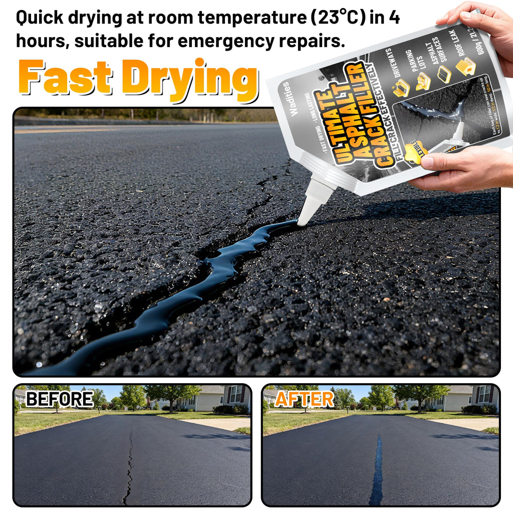 Asphalt Crack Filler, 8LB High Elasticity Cement Crack Filler, Self Leveling Waterproof Repair Sealant for Driveway, Walkway, Blacktop Concrete Joint, Outdoor Quick Drying Sealer - Black