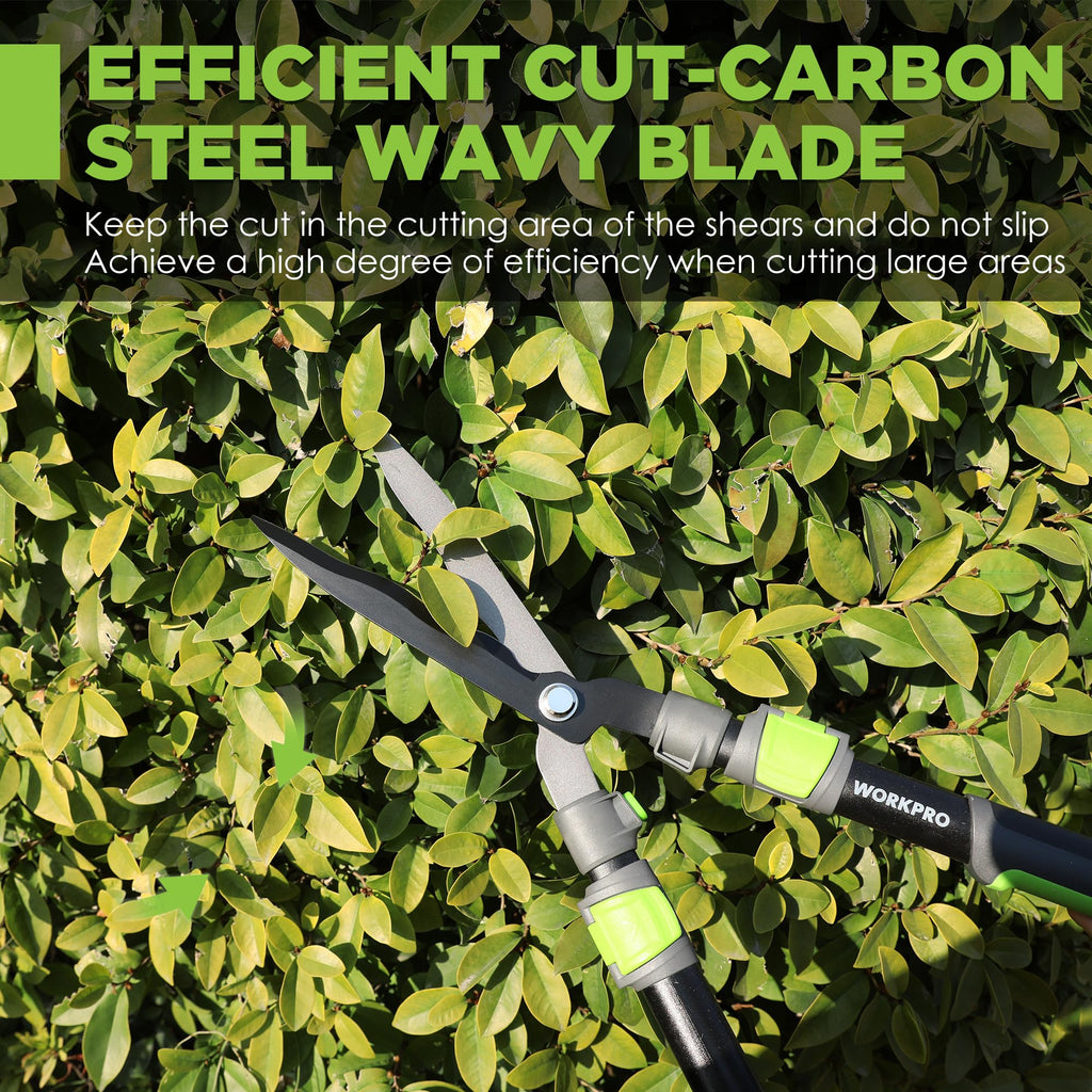 WORKPRO Extendable Hedge Shear, 25"-33" Manual Hedge Clipper/Bush Cutter