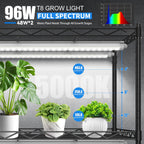 JESLED Waterproof T8 Grow Lights, 4FT 5000K Full Spectrum Daylight, 2Packs