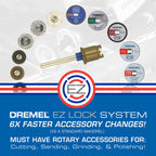 Dremel 160-Piece Rotary Tool Accessory Kit with EZ Lock Technology - 1/8" Shank - Cutting Bits, Polishing Wheel and Compound, Sanding Drums and Sanding Discs (710-08)