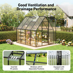 6x8 FT Greenhouse with Hygrometer, Windproof Warm Plant Green Houses