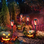 Toodour Solar Torch Flame Lights, 6 Pack Solar Lights Outdoor with Flickering Flame, Waterproof Patio Light Landscape Decoration Lighting for Garden, Lawn, Yard, Outdoor Decor - Red