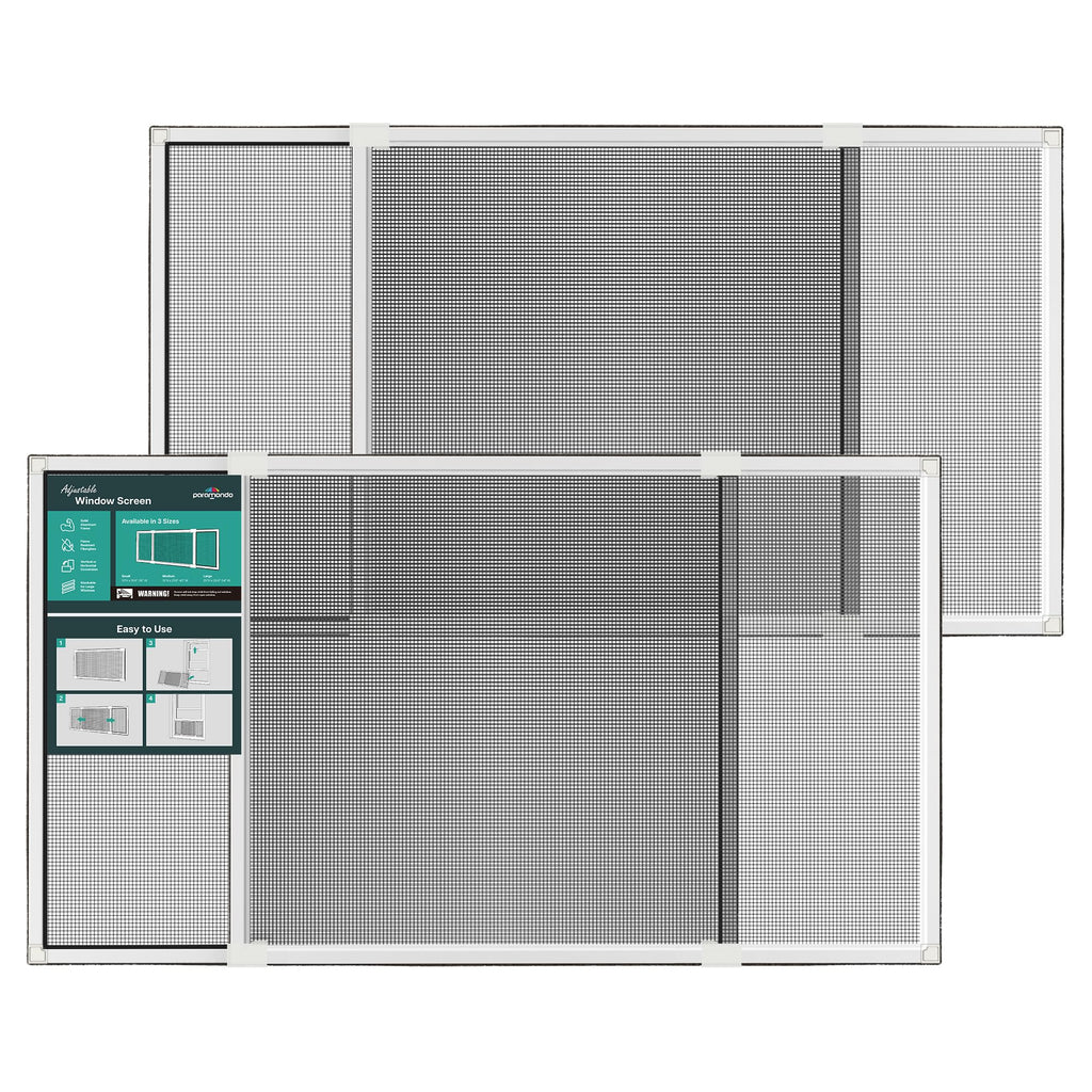 Paramondo Expandable Window Screen, Horizontal (20" H x 28.6" - 54" W, 2 Pack) Adjustable Window Screens, Replacement Window Screens for House Windows